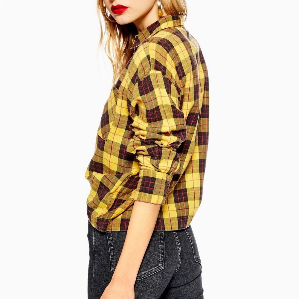 TopShop Washed Boxy Check Shirt - Picture 3 of 11